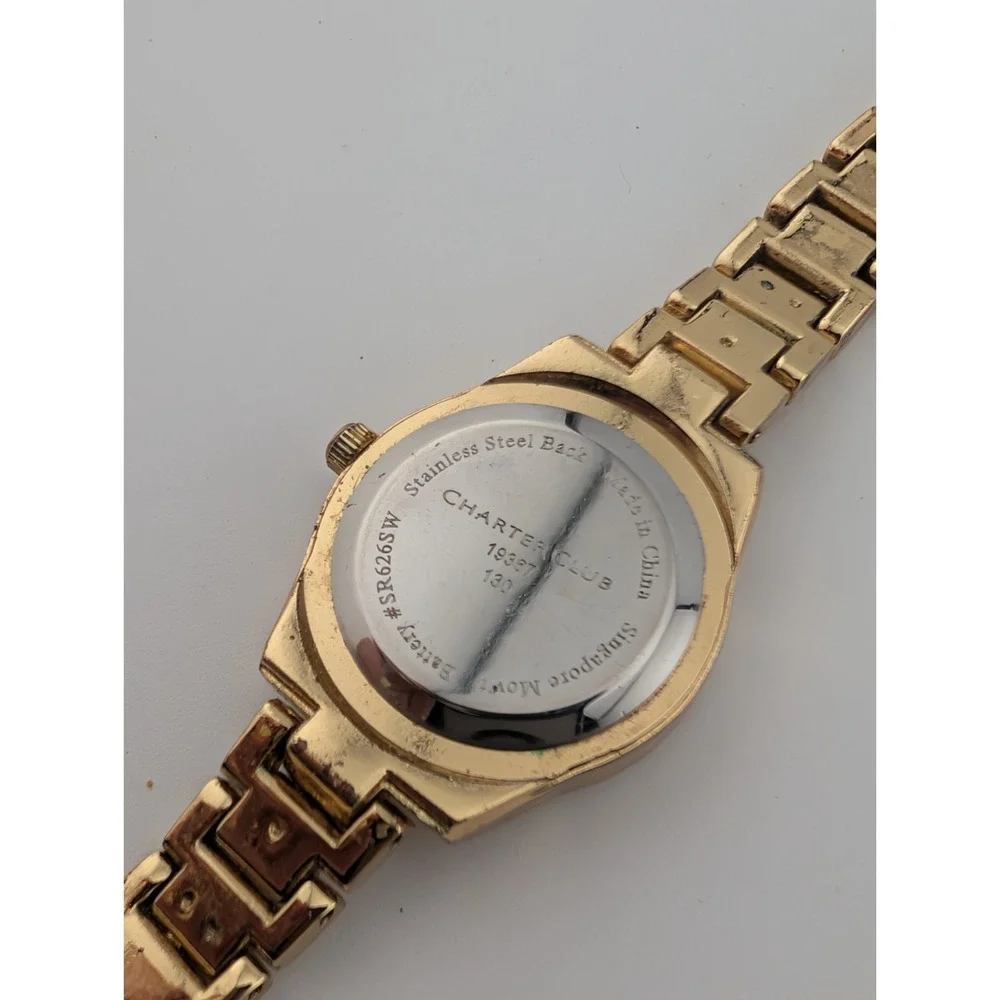 Charter Club Watch Women 24mm Case Gold Rhinstones 6